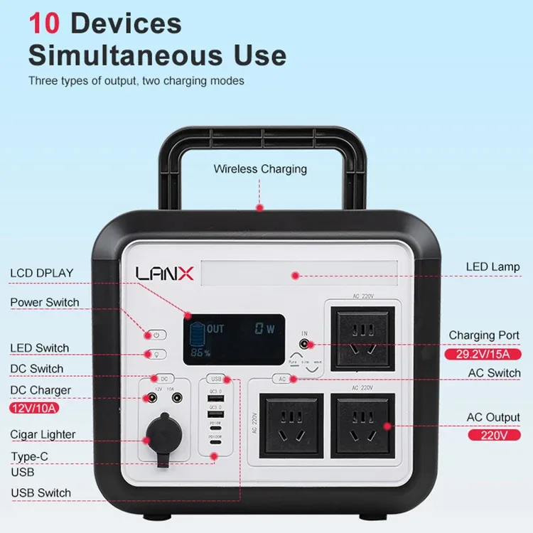 LANX LX-ABS06 Portable Solar Power Station, 600W to 1500W photo 3